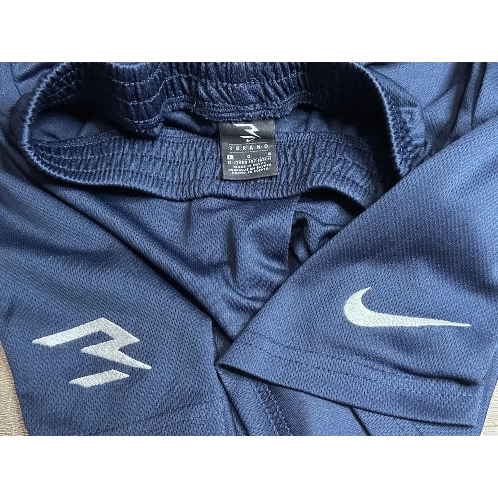 Nike 3Brand Russell Wilson Boys Navy Blue Athletic Shorts Size L 12-13Y